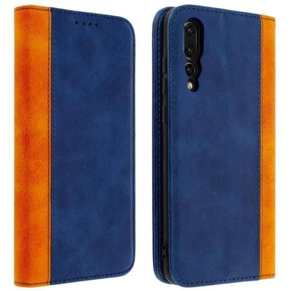 Housse - AVIZAR - Huawei P20 Pro - Ekoskinn - Magnetisk - Stöd - Mörkblå Midnattsblå