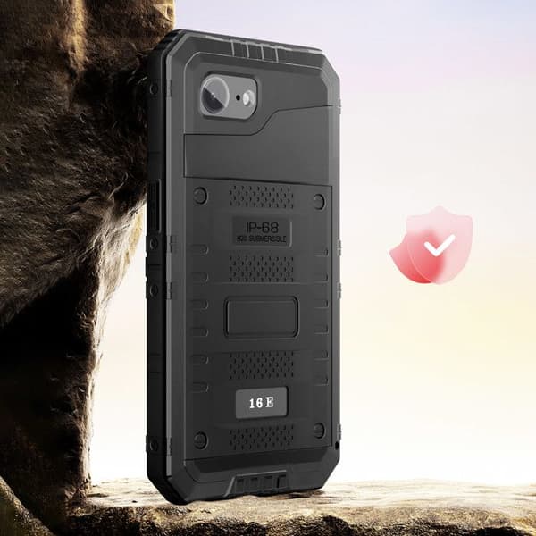 Vandtæt cover - AVIZAR - iPhone 16e - Silikone - IP68 - Stødabsorberende Sort Svart