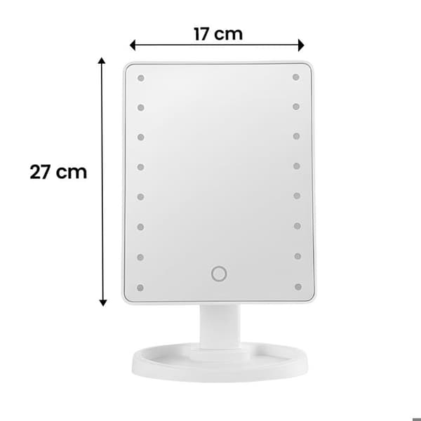 LED Sminkspegel på Stativ med Touch och 360° Rotering Vit Vit