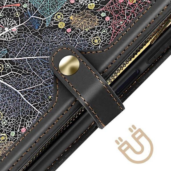 Samsung S24 AVIZAR kotelo - Multi Storage Flower - Musta - RFID - Tuki Svart