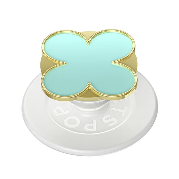 Support til smartphone PopGrip Premium Motif Emalje Kløver Solid Fastgørelse PopSockets Grøn Grön