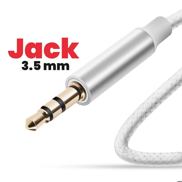 Lightning-kompatibel AUX-kabel 3,5 mm Nylon Flettet 1,5 m Swissten Hvid
