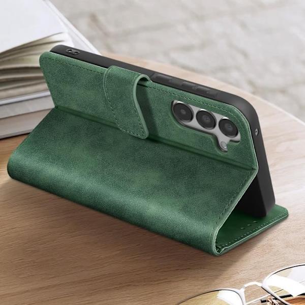 Taske til Samsung A35 5G - AVIZAR - Wallet Flip Video Support - Mørkegrøn Grön