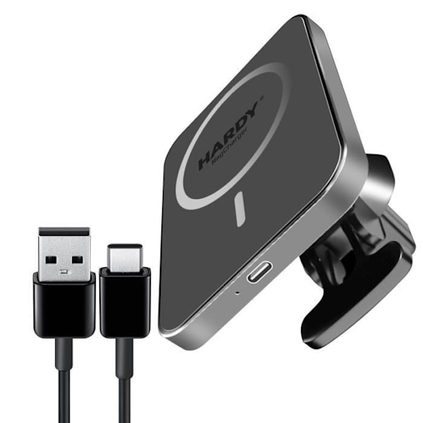 Laddare för bil MagSafe 15W - 3MK - Aluminium - USB-C - Kompatibel med Qi - Svart Svart