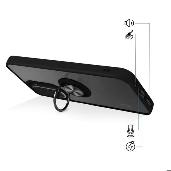 Ringetui til Xiaomi Redmi A7 Pro med roterende magnetisk ring i sort Svart