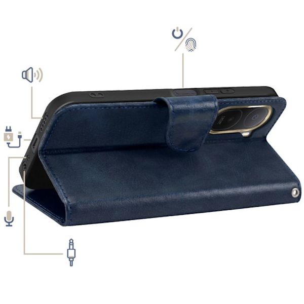 Retro Wallet Case til Redmi A7 Pro med Støtte Blå Nat Blå
