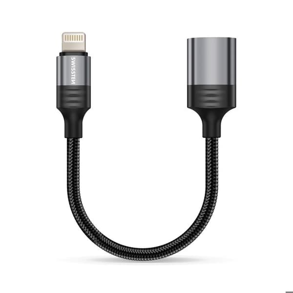 iPhone Lightning Mies OTG -sovitin USB Nainen Swissten Musta