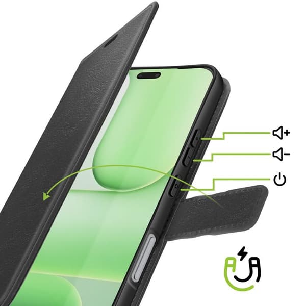 Pungetui til Honor 600 Lite med håndledsrem og støttefunktion Mayaxess Sort Svart