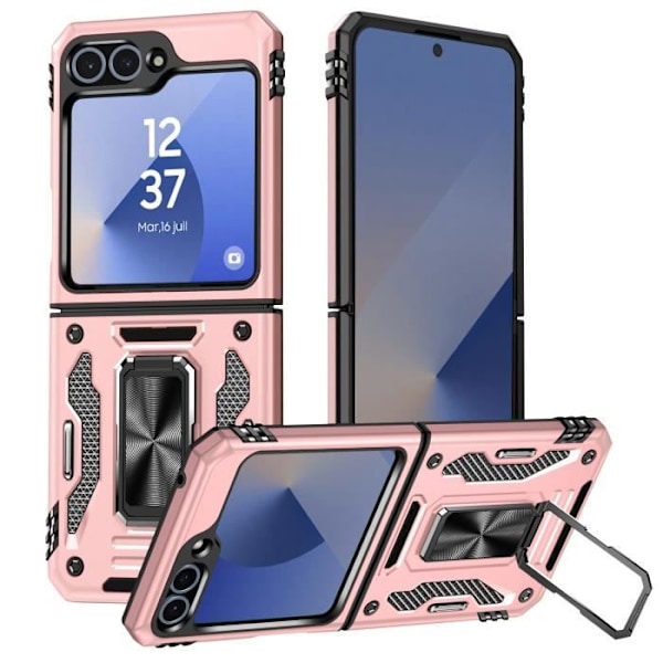 Etui til Samsung Galaxy Z Flip 6 - AVIZAR - Skin ArmoRing - Stødsikker - Ringstøtte - Champagne Pink Rosa