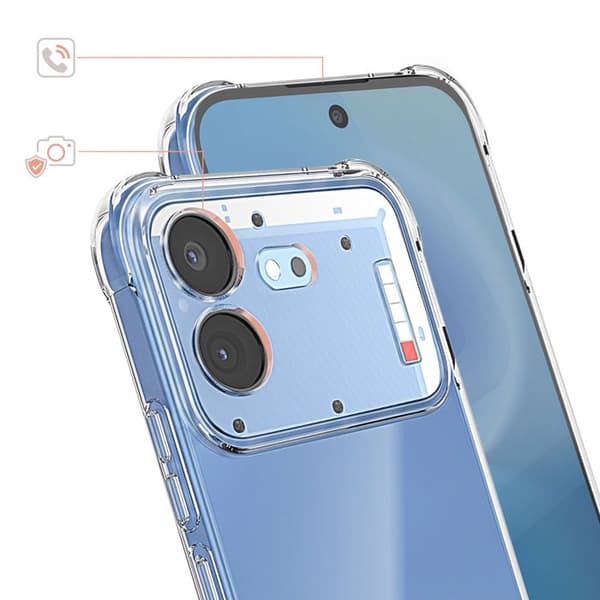 Siliconfodral för Nothing Phone 4b med förstärkta hörn, transparent Vit