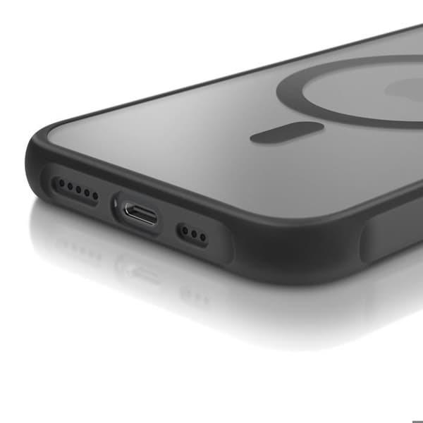 Coque - MagSafe - iPhone 16e - Mat Frostet Bagside - Sort Kant - Antiskel Svart