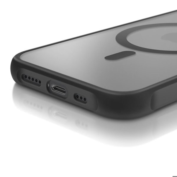MagSafe-kuori iPhone 16:lle, mattapintainen takapuoli, musta reuna Svart