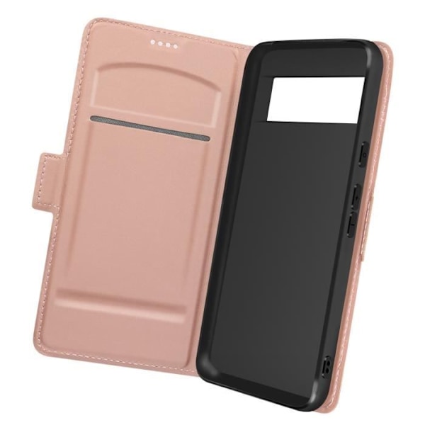Fodral för Google Pixel 8 - AVIZAR - Wallet Slim - Rosa - Integrerad korthållare - Videostödsfunktion Rosa