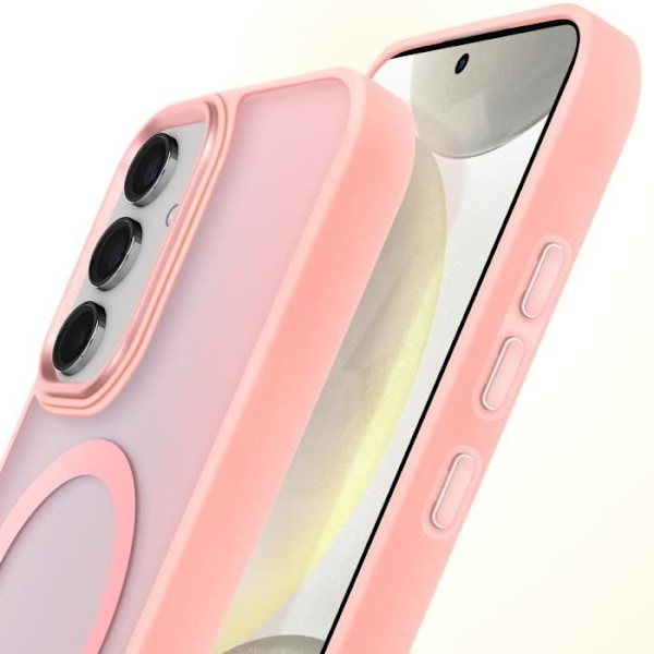 Coque MagSafe til Samsung Galaxy S24 og S25 Mat Frostet Bagkant Rosa Rosa