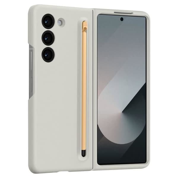 Cover - ADVISE - Galaxy Z Fold 6 - Soft Touch - Stylus Inkluderet - Lys Grå Grå