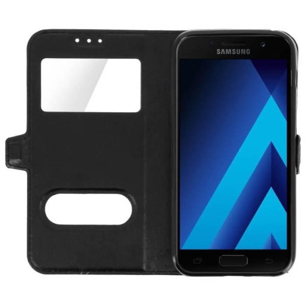 Cover til Samsung Galaxy A3 2017 Dobbeltvinduesetui Silikone Gel Shell - sort