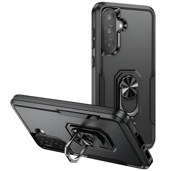 Coque Antichoc - Samsung Galaxy A36 - Sort - Magnetisk Støtte - Bi-materiale Svart
