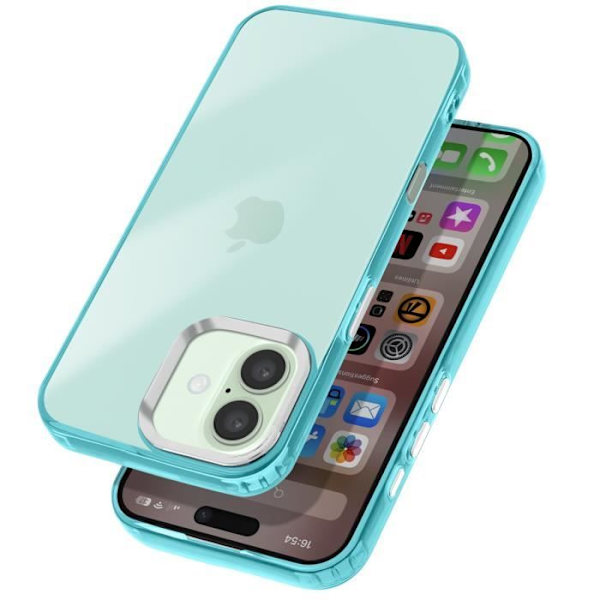 Skal till iPhone 16 - AVIZAR - Mjuk - Smoke Finish - Metallisk kamerakontur - Blå Blå