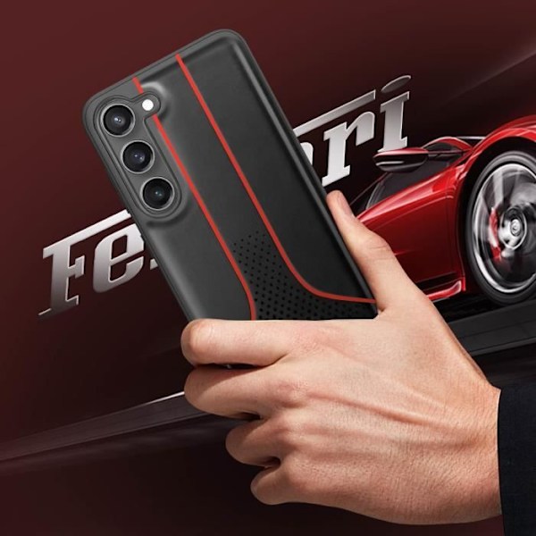 Taske til Samsung Galaxy S23 Plus Vegansk læder QI-kompatibel Ferrari Sort Svart