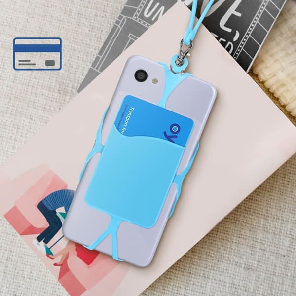 Snodd för smartphone med kortficka serie NeckPouch ljusblå
