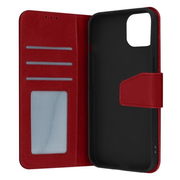 Skal till iPhone 14 Pro Max Premium läder Korthållare Videostöd röd