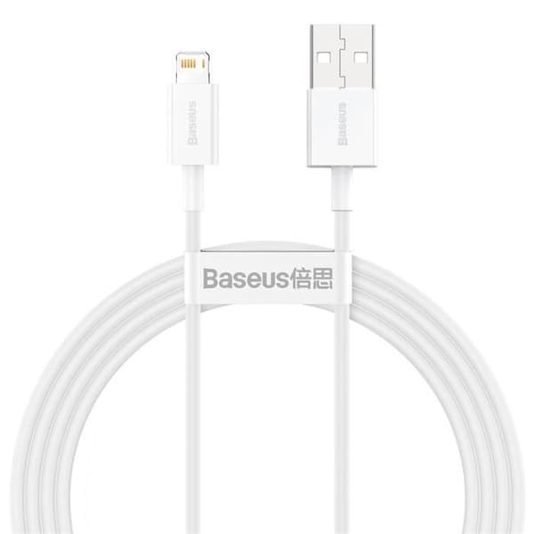 BASEUS 1,5m hurtigopladningsdata kabel 2.4A kompatibel med iPhone, hvid