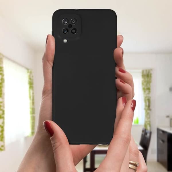 Coque - Samsung - Galaxy A12 - Hårdt Bagbeskyttelse - Blød Foran Beskyttelse - Sort Svart