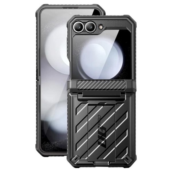 Samsung Z Flip 6 Shockproof Full Cover Case med Kickstand Support Supcase Sort Svart