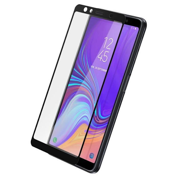 Skyddsfilm - AVIZAR - Samsung Galaxy A7 2018 - 2.5D härdat glas - 9H motstånd - Transparent Transparent, svart