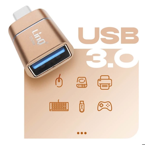 Adaptør OTG USB til USB C Kompakt og Praktisk LinQ Guld