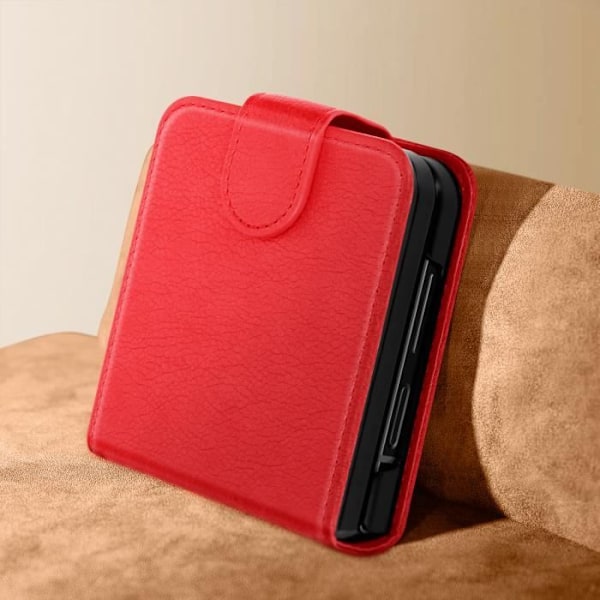 Fodral till Samsung Z Flip 6 - AVIZAR - Chesterfield - Veganskt läder - Röd Röd