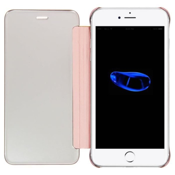 Pink Mirror Folio Suojakuori iPhone 7 Plus / iPhone 8 Plus Läpinäkyvä läppä Rosa