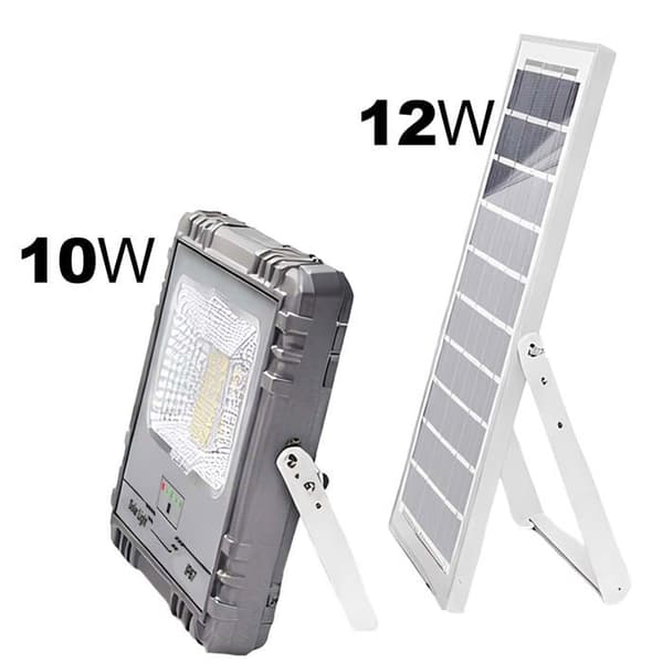 LED Solcelleprojektor 10W IP67 med 10000mAh batteri og 12W panel grå Grå