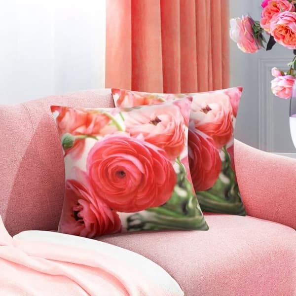 Kuddöverdrag - AVIZAR - 2-pack - 40x40 cm - Mönster med rosor - Chic elegans Grön