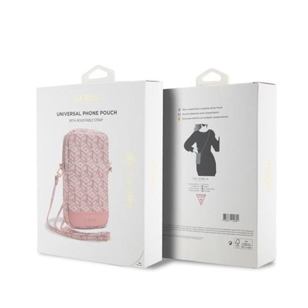 Mobilväska - Guess - Zip GCube Bottom Stripe - Rosa - Ekologiskt läder - Justerbar rem Rosa