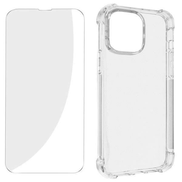 iPhone 14 Pro Max -kotelo + kalvo - AVIZAR - vahvistettu + läpinäkyvä karkaistu lasi Vit