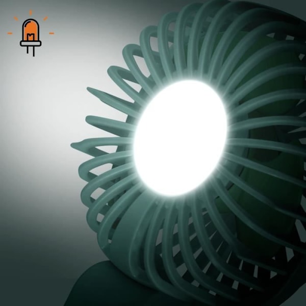 Mini Silent Portable Fan LED Display og integreret Lampe LinQ Green Grön