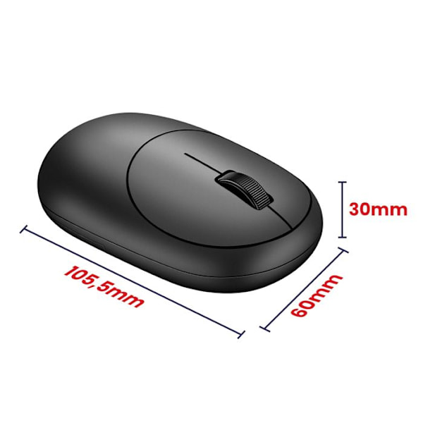 Trådløs Bluetooth-mus 1200DPI kompakt med bøjet design mat wiwu sort