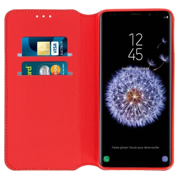 Etui Folio - Samsung - Galaxy S9 - Ekologiskt läder - Röd - Ställfunktion Röd