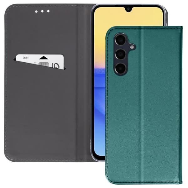 Etui - Samsung - Galaxy A16 - Vegansk läder - Magnetisk - Kortfack Grön