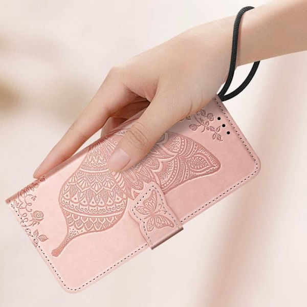 Mandala Butterfly Fodral för Redmi Note 13 Pro Wallet Armband Rosa Champagne Rosa
