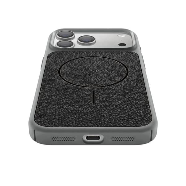 MagSafe-cover til iPhone 17 Pro Max, bi-materiale, stødabsorberende, sort lædertekstur Svart