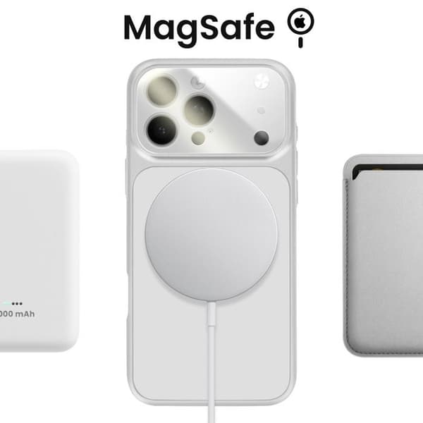 MagSafe-cover til iPhone 16 Pro Max, hård med glasbeskyttelse til kamera, sølv Grå