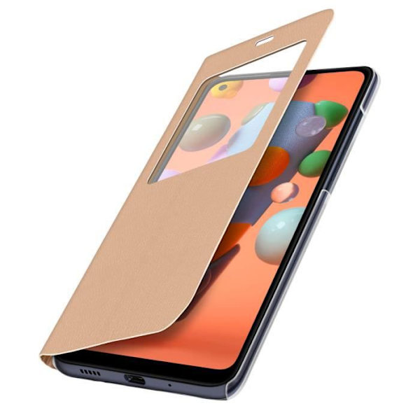 Smartphone-etui - AVIZAR - Samsung A11 / M11 - Fuld beskyttelse - Hårdt cover - Visningsvindue Guld