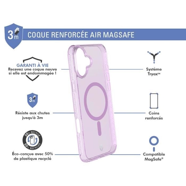 Coque Forstærket - Force Case - iPhone 16 - Lilla - Kompatibel med MagSafe - Livstidsgaranti Lila