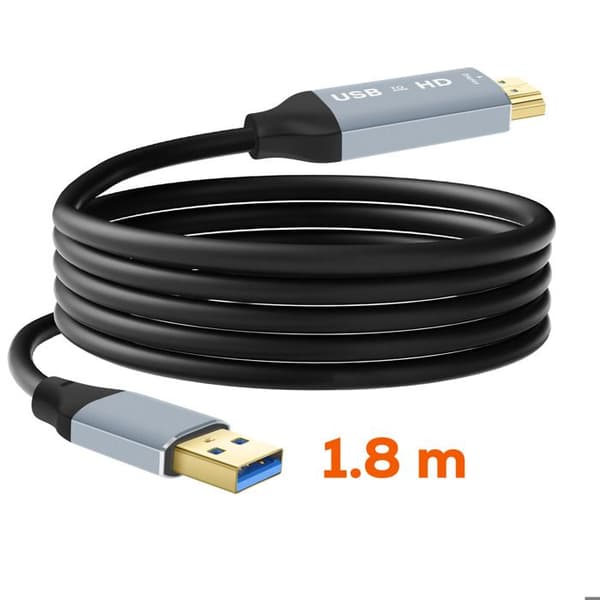 USB / HDMI Videokabel HDTV Full HD 1080p Længde 1,8m LinQ Sort