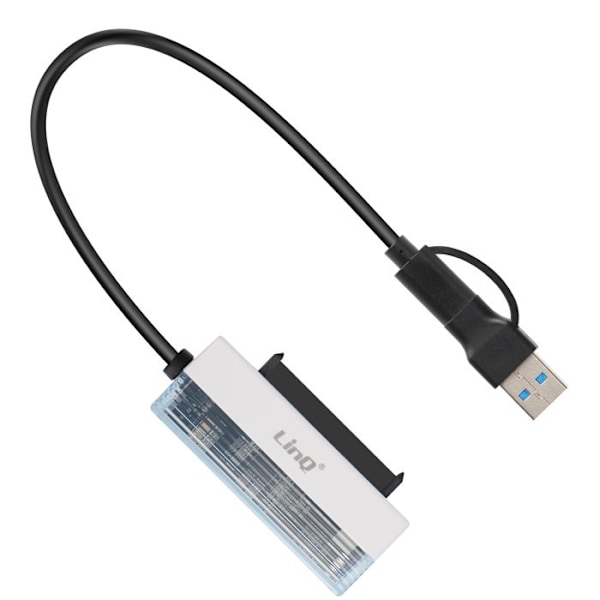USB / USB-C til SATA 2,5'' adapter - LinQ - Dataoverførsel 5 Gbit/s - Sort
