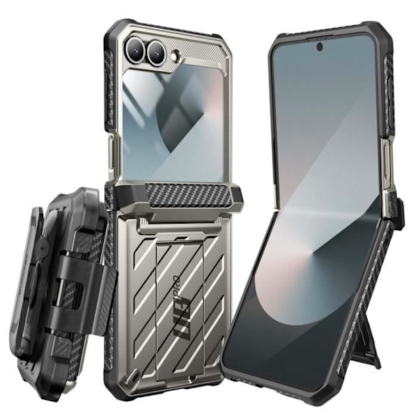 Helkroppsfodral för Samsung Galaxy Z Flip 6 Stötsäkert Kickstand Support Supcase Grå Grå