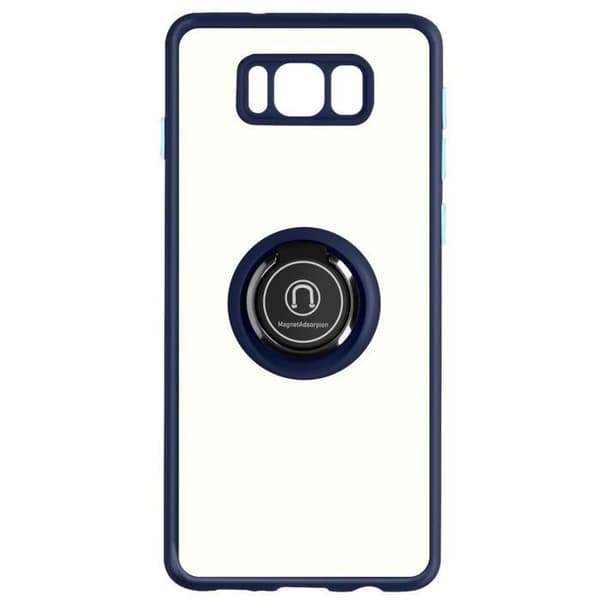 Cover - ADVARSEL - Samsung Galaxy S8 - Bi-materiale - Metal Ring - Blå Blå