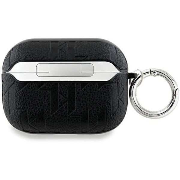 AirPods Pro 2 etui - Karl Lagerfeld - Monogram Karl & Choupette - Øko-læder - Sort - Halvstiv Svart
